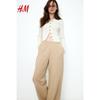 HM Women's Clothes Casual Pants 2025 Fall New Straight Loose and Simple Linen Blend Casual Pants 1259100