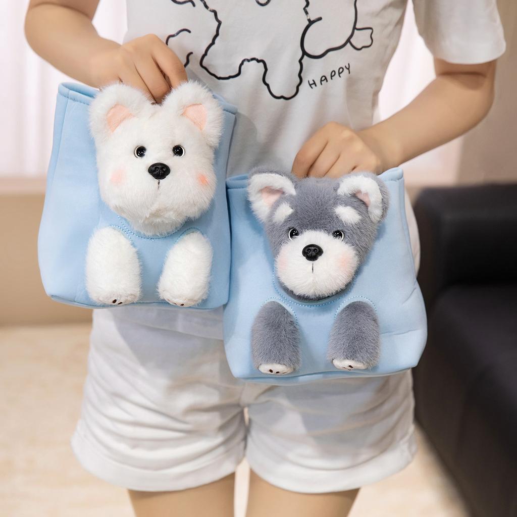 Cute Simulation Puppy Dog Doll Plush Toy Golden Retriever Schnauzer Peek-a-boo Doll Children's Soothing Rag Doll