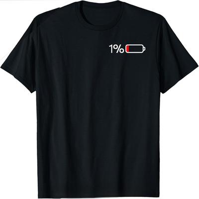 Mode 1 Batterie 1 Batterie I Interessanter Niedriger Energieprozent T-Shirt Grafik Baumwoll-T-Shirt Herrenbekleidung