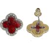 Gold Plated 925 Sterling Silver Gem Hoop Earrings Clover Designs With Crystal Charms Crystal Natural Gemstone Dangle Earrings For Women_----red--produ