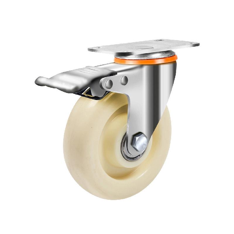 Light to Medium Duty Nylon Swivel Casters with Brake - 3", 4", 5" Sizes Available for Trolleys