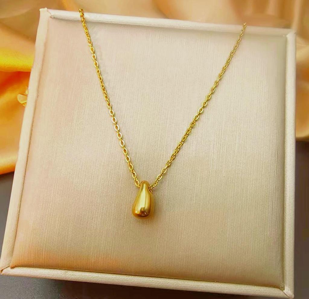 Minimalist Titanium Teardrop Pendant Necklace & Earrings Set