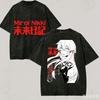 T-shirt Lavé Mirai Nikki Amoureux d'Anime Harajuku Surdimensionné Vintage Lâche Streetwear Unisexe Graphique Coton Esthétique Y2K Décontracté Été Hauts Estampés Anime
