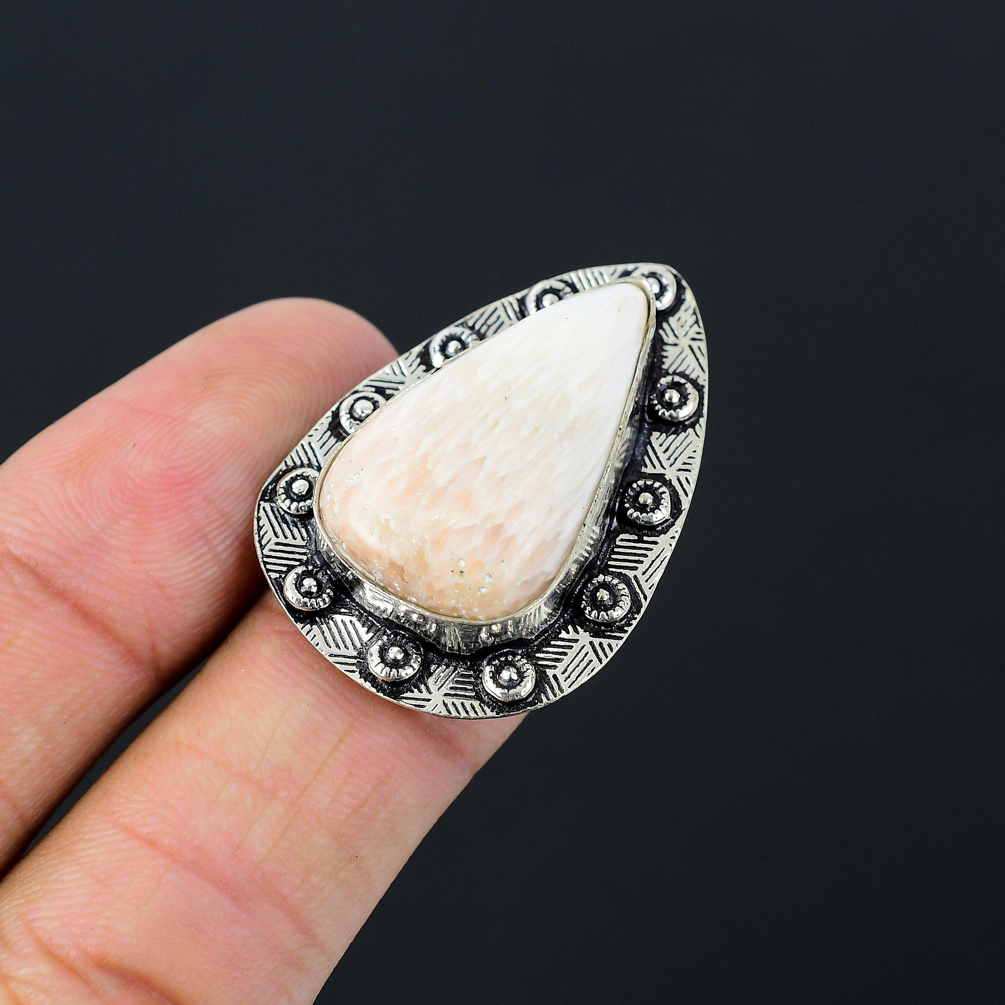 Halloween Sale Scolecite Stone New Stackable Ring Jewelry Size 7 Sterling Silver 7