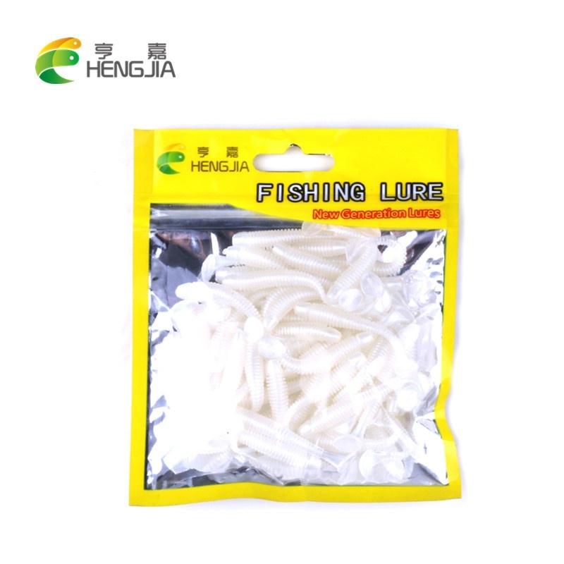

HENGJIA Soft Grubs Bait T-хвостый дождевой червь личинки приманки рыболовные снасти 50 шт. 1bag sent as picture