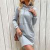 YYFS Women's Fashion Casual Solid Color Stripe Print Autumn Winter Long Sleeve Hooded Sweaters Dresses