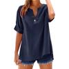 Women's Summer Tops Fashion Button Large Size Cotton and Linen Shirts