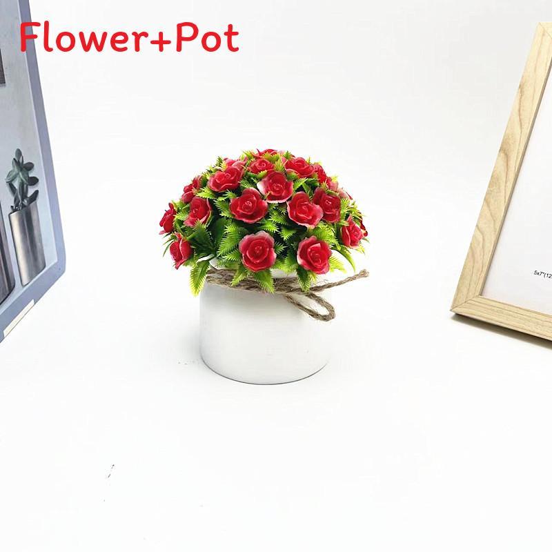 Mini Rose Plastic Potted Plant Bonsai For Wedding Photography And Home Decor