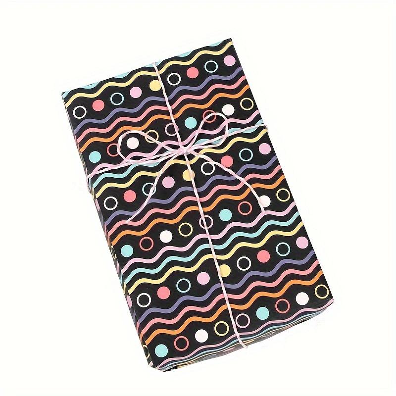 Ein Set festliches schwarz gestreiftes Geschenkpapier mit 6 Papierbögen und Zubehör, geeignet für Geburtstagsgeschenke, Tapetenhintergründe, DIY