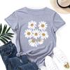 Casual Flowers Cotton T-Shirt Short Sleeve Round Neck Women 2d Print Tops