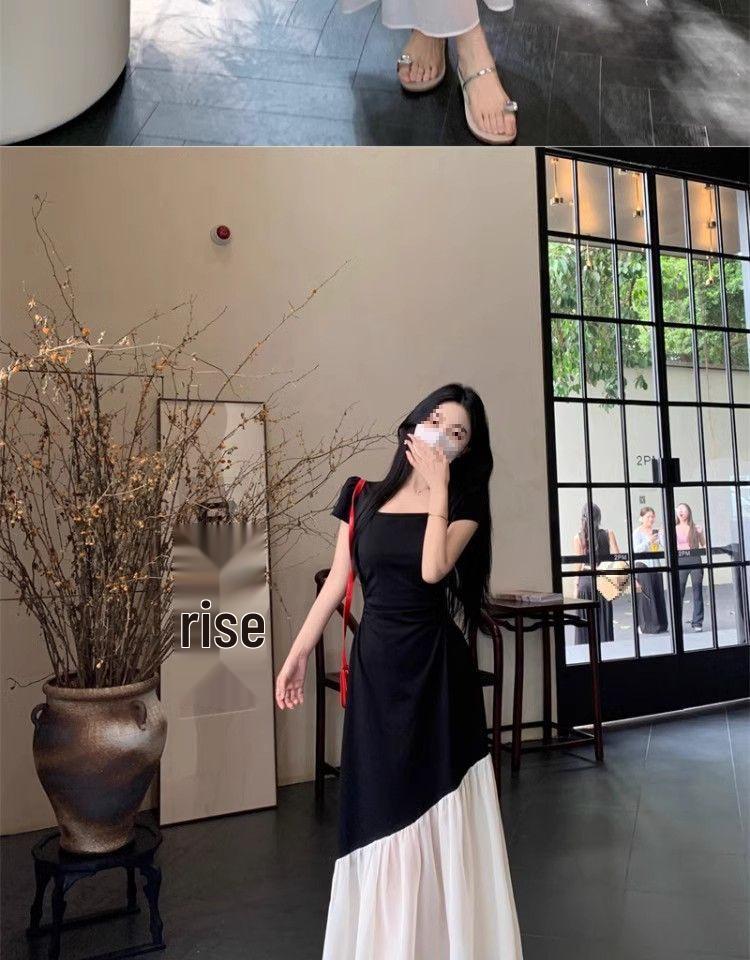 Plus Size Hepburn Style Color Block Patchwork Summer Dress