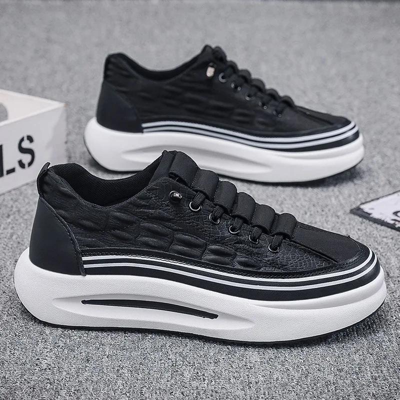 Fashion Crocodile Pattern Men Shoes Platform Loafers Summer Breathable Slip On Men Casual Sneakers Vulcanized Walking Zapatillas Hombre