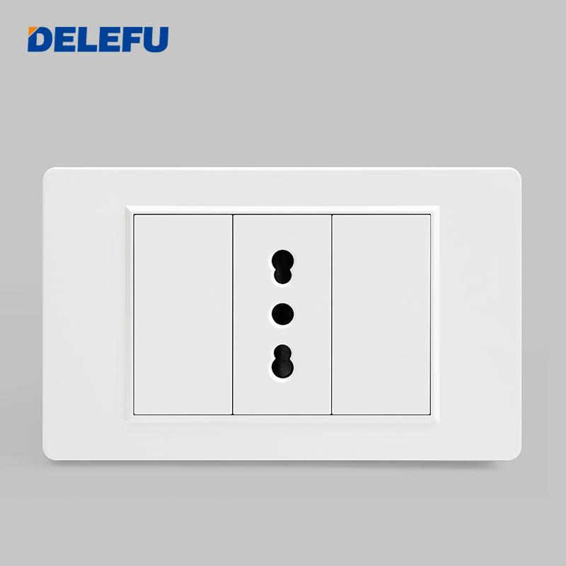 DELEFU Italian Standard White 118 Type Wall Switch Socket with USB + TYPE-C Socket Is Suitable for Hotels and Households.
