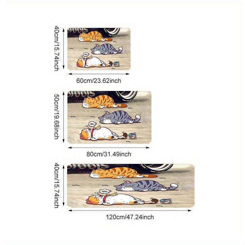

VIKAMA Cartoon Greedy Kittens Rug Non-slip Absorbent Kitchen Rug Bathroom Mat Doormat Rug For Bedroom Live Room Home Decor 40X60CM (1.3X2FT