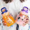 Water bottle1011 new children's cartoon straw cup strap handle portable plastic cup baby cute water cup