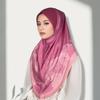 Chiffon Hijabs Women Head Wrap Square Scarf Floral Print Turban Cap