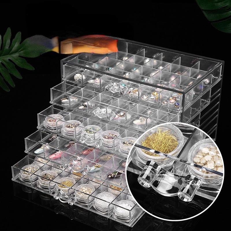 Nail Art Accessories 120 Compartment Box Acrylic 5-layer Drawer Type Large Capacity Transparent Removable Cosmetic Storage
