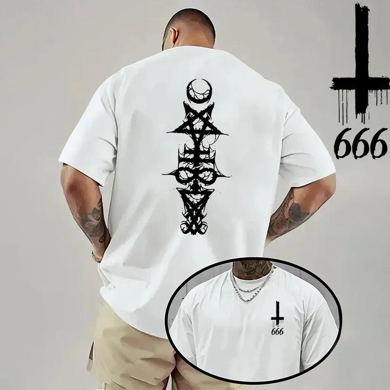 Hot 2026 Unisexs Tshirt Spring Summer Daily Casual Fashion Short Sleeve 8 Styles Satan Inverted Cross Prints Patterns Oversize