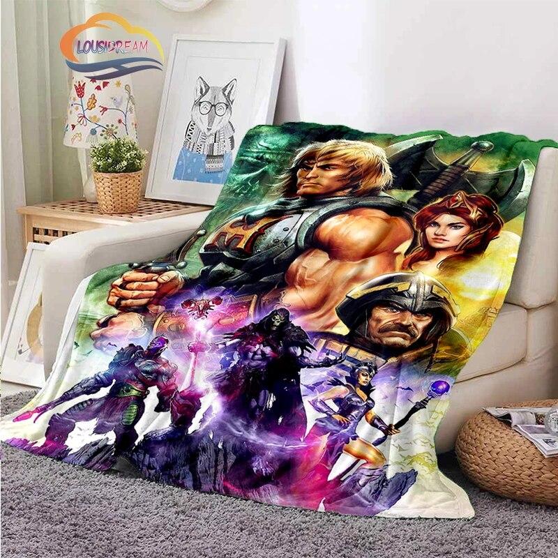 Science fiction adventure cartoon Masters of the Universe Cashmere Blanket 3D Printed He-Man Cartoon Flannel Bedspread camping