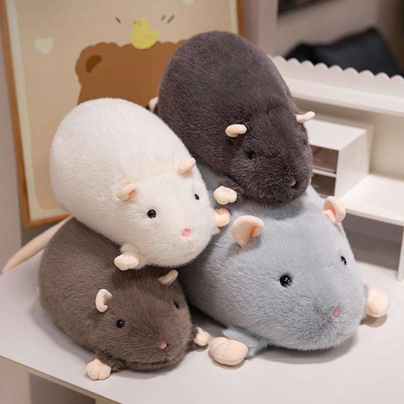 Sehr weiches Ratten-Stofftier Cartoon Weiß Grau Braun Ausgefallene Ratte Tierpuppe Große Größe Flauschige Maus Kuschelkissen Geburtstagsgeschenke
