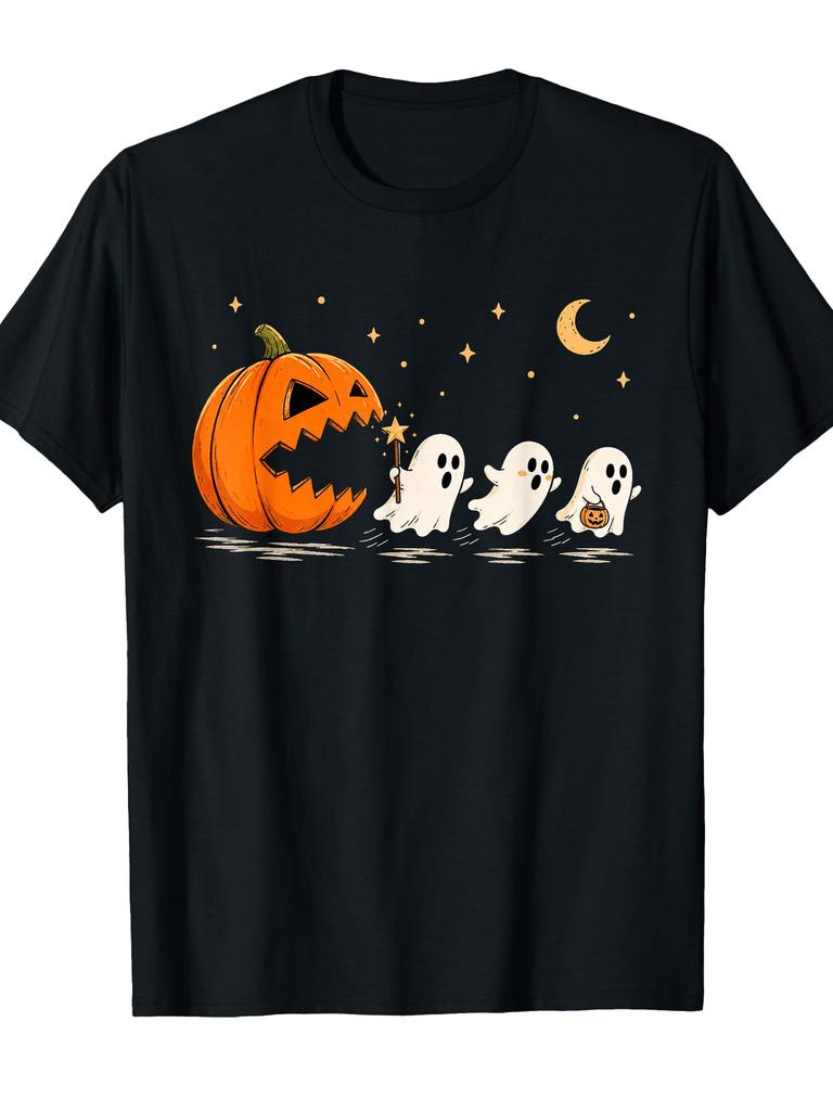 Unisex T-shirt Funny Pumpkin Chasing Trendy Halloween Spooky Autumn T-Shirt
