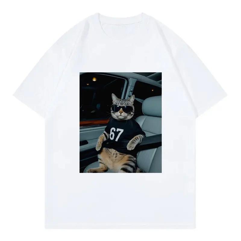67 Cool Cat Funny Meme Graphic T Shirts Men Women Clothing Fashion Oversized Tshirt Summer Casual Cotton Short Sleeve Tshirts