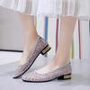 2024 Summer Women's Pumps New Female Breathable Mesh Sandals Woman Party Sequins Low Heels Women Sandals