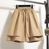 Women's Khaki Wide-Leg A-Line Shorts - Summer 2025 Collection, Loose Fit, Lightweight, Large Size, Five-Point Length