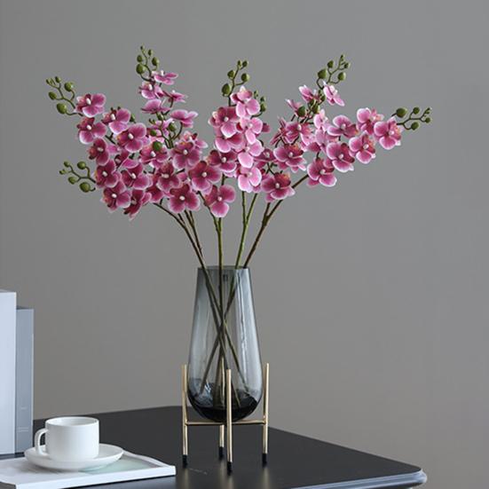 Artificial Moth Orchids 2 Fork Realistic Fake Silk Flower Wedding Party Home Office Table Centerpiece Faux Phalaenopsis Floral Branch Decoration
