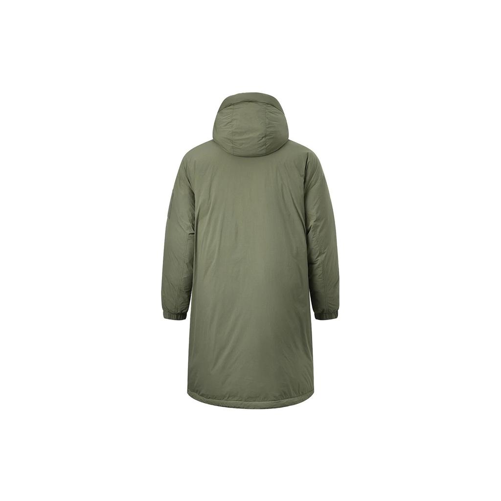 Li Ning CF Adventure Series Casual Solid Color Hooded Water-Resistant Loose Long Down Jacket Unisex Outerwear Muddy-Olive-Green AYMT279-2