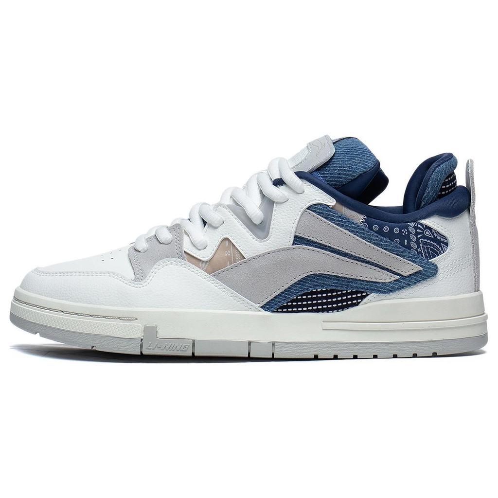 New LiNing Wei Wu PRO Anti Slip Wear Resistant Low Top Skateboard Shoes Men's White Gray Blue Story Version AECT009-3