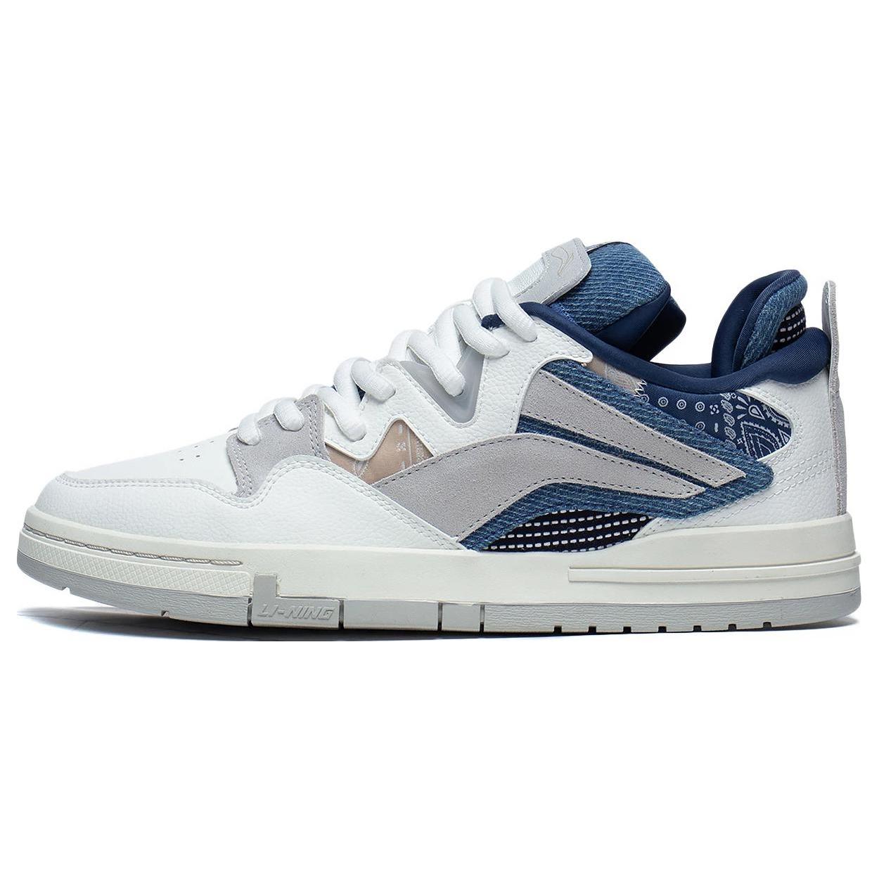 

LiNing Wei Wu PRO Противоскользящие Износостойкие Низкие Кеды для Скейтборда Мужские Белые Серые Синие Версия История 39.5