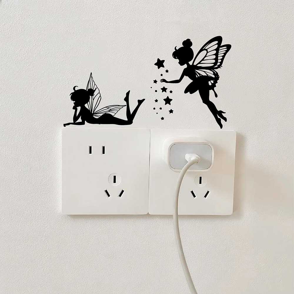 4 Sheets 4 Styles PVC Waterproof Decorative Stickers Self Adhesive Decals for Furniture Decoration Angel & Fairy 240x125mm 1 sheet/style