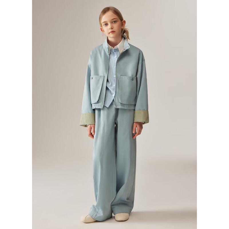 ELLE KIDS Girls  French Classic Striped Cuff Trench Jacket 165