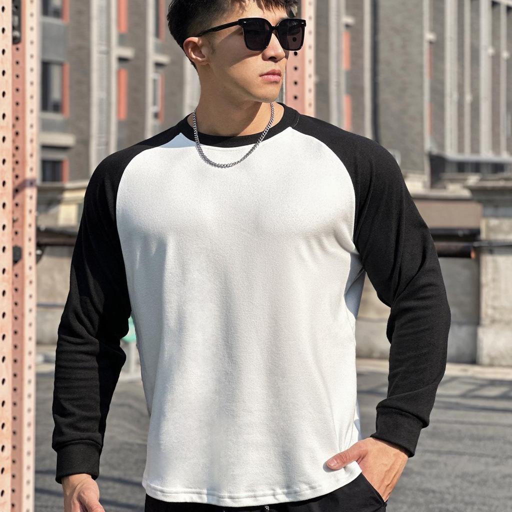 Autumn Sports Pullover: European Fit, Double-Sided Velvet, Long Sleeve for Running.