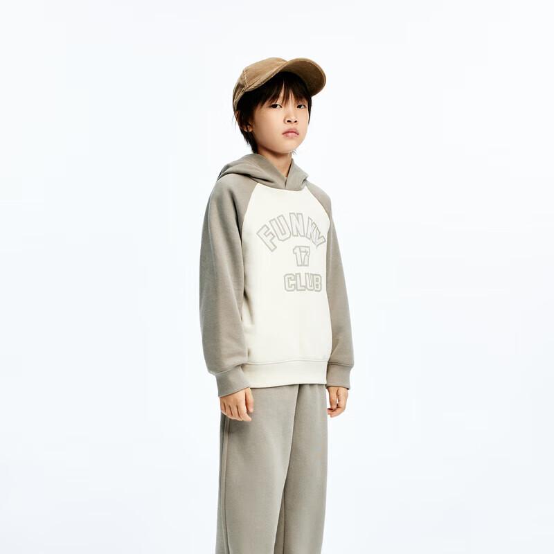 little MO&Co. Unisex Kids  Winter Raglan Hooded Sweatshirt 130