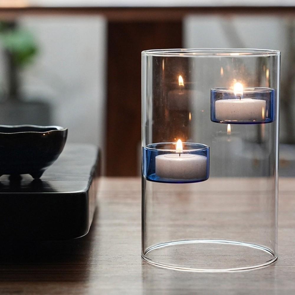 Romantic Glass Tealight Candle Holder Transparent Candle Cup Aromatherapy Holder  Home Decor