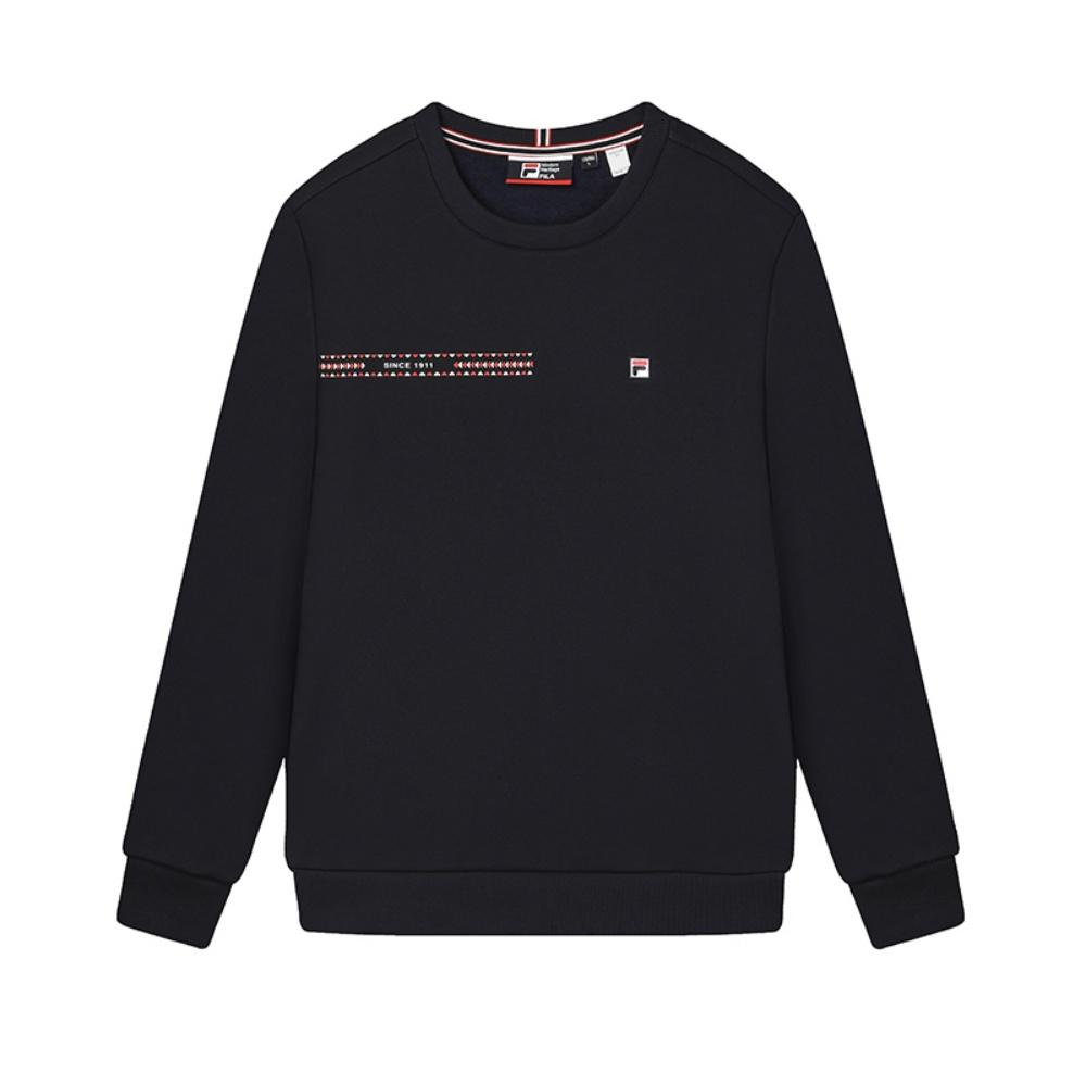 Fila White Fashion Trend Comfortable Versatile Casual Knit Pullover Sweatshirt Men Sweatshirt Legendary-Blue F61M443201F-NV