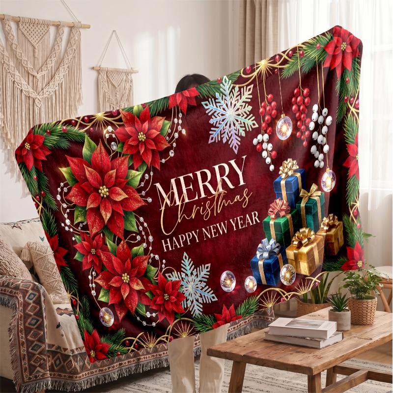 Christmas Flannel Throw Blanket Soft Warm Cozy For Sofa Bed Indoor Home Use Great Holiday Gift