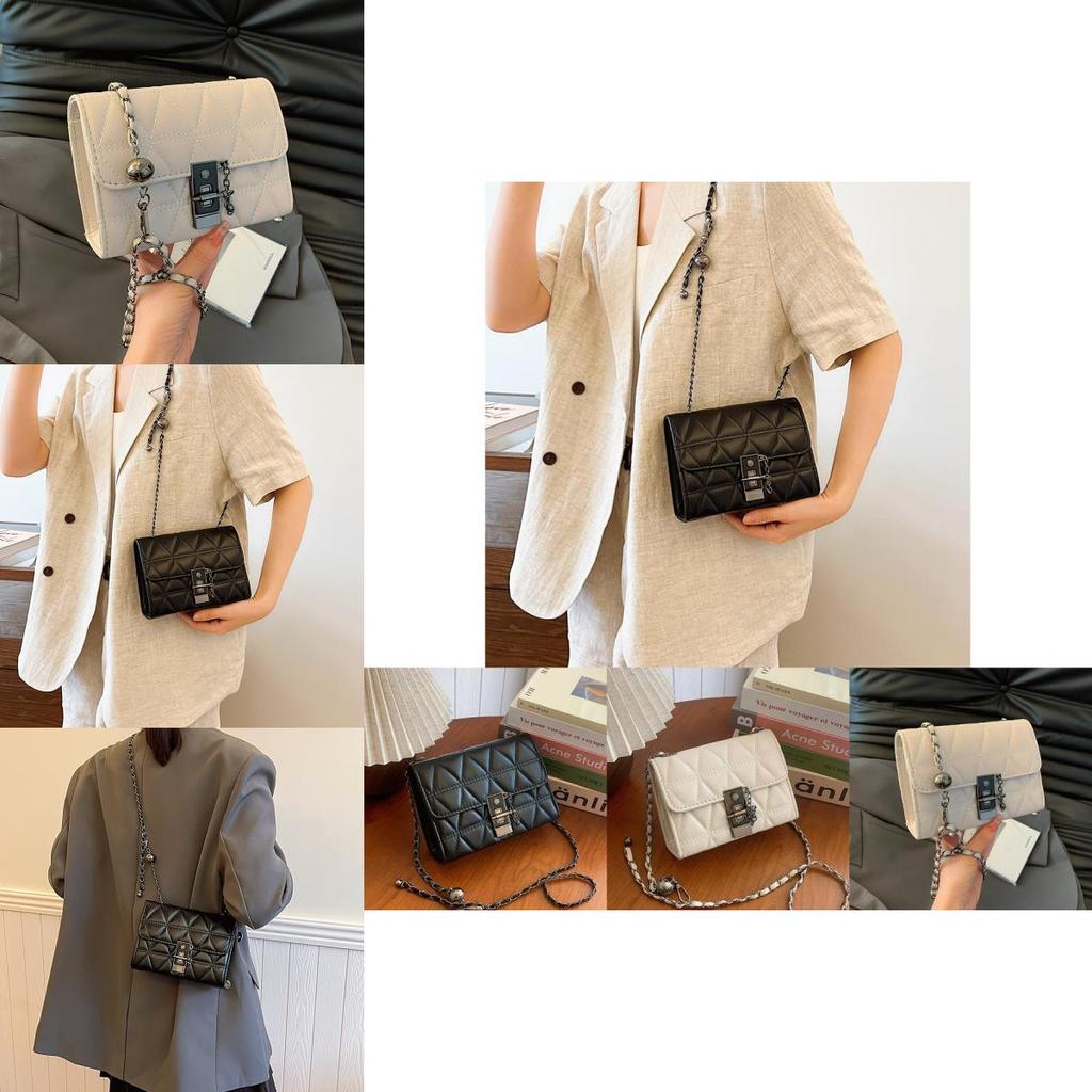 Stylish Pu Leather Crossbody Bag For Women Trendy Quilted Chain Shoulder Bag