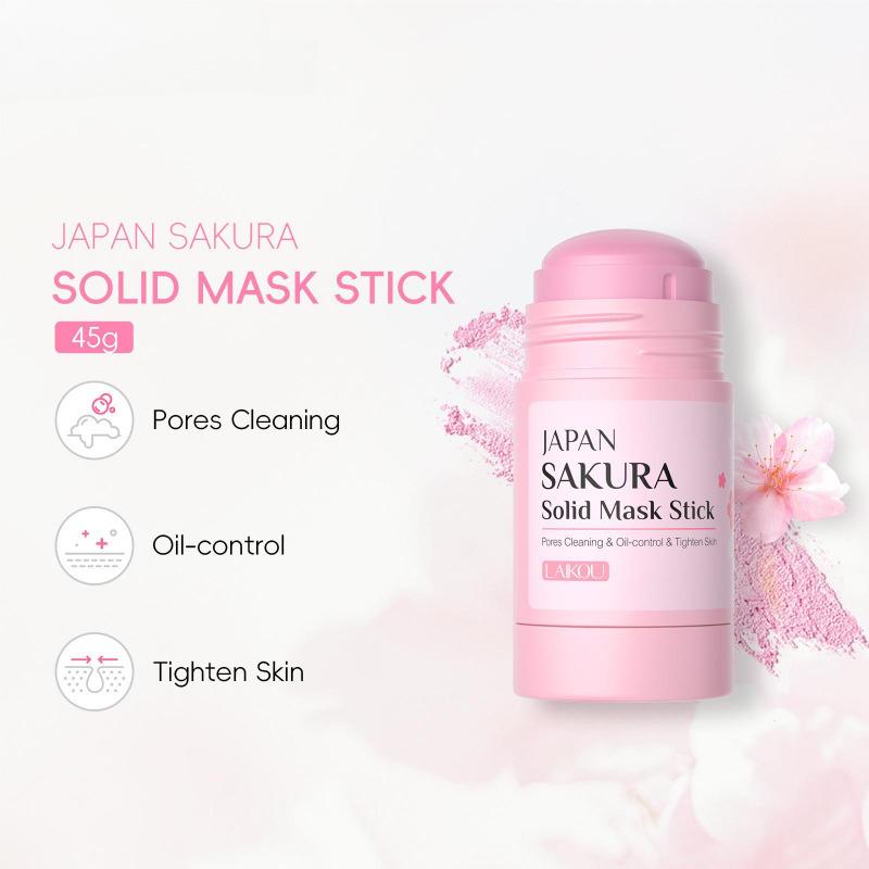 Sakura Mascarilla Facial en Barra de Barro Sólido Reduce Poros de Puntos Negros Control de Grasa Hidratante Limpiador Facial Facial 45g