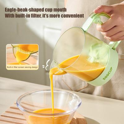 Frusta per Uova Manuale Frusta per Uova da Cucina con Beccuccio Filtrante Miscelatore per Uova Anti-Sversamento Azionamento a Una Mano Tazza di Miscelazione per Salse Vinaigrette