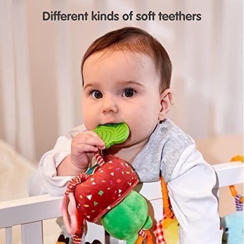 TUMAMA Jouets De Poussettes, 4 Pack Jouets Doux De Hochets Landau Animales, Peluche Bébé À Clip Pour Poussette, Pour 0,3,6,9,12 Mois