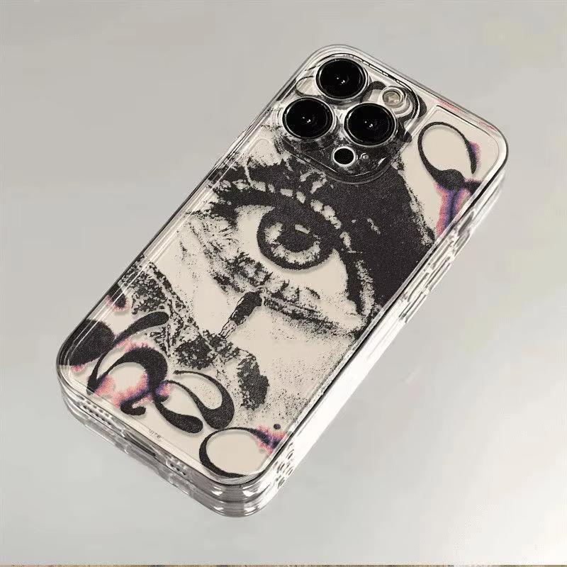 

Fashionable Niche Eye Graffiti iPhone Case For Samsung Galaxy S23 S24 S25 S26 Ultra S22 S21 S20 Plus FE A71 A72 A73 Clear Cover Galaxy S23 Ultra