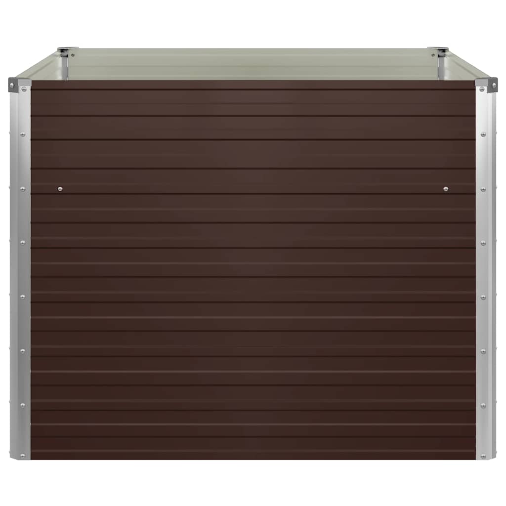 Raised Garden Bed Brown 100 X 100 X 77 Cm Galvanized Steel