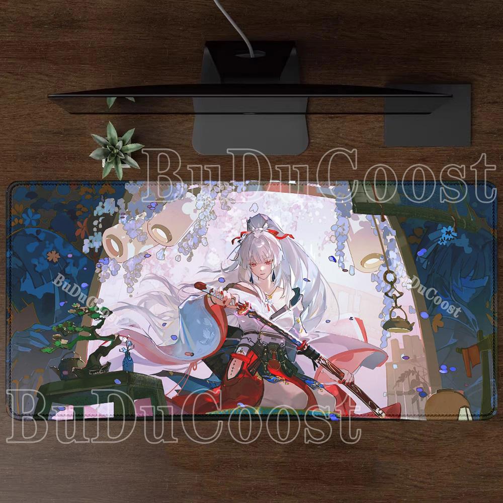 Gaming Wuthering Waves Hiyuki Mousepad Gaming Office Keyboard XXL Mouse Pad Anime Sexy Girl Rubber HD Printing Overlock Desk Mat