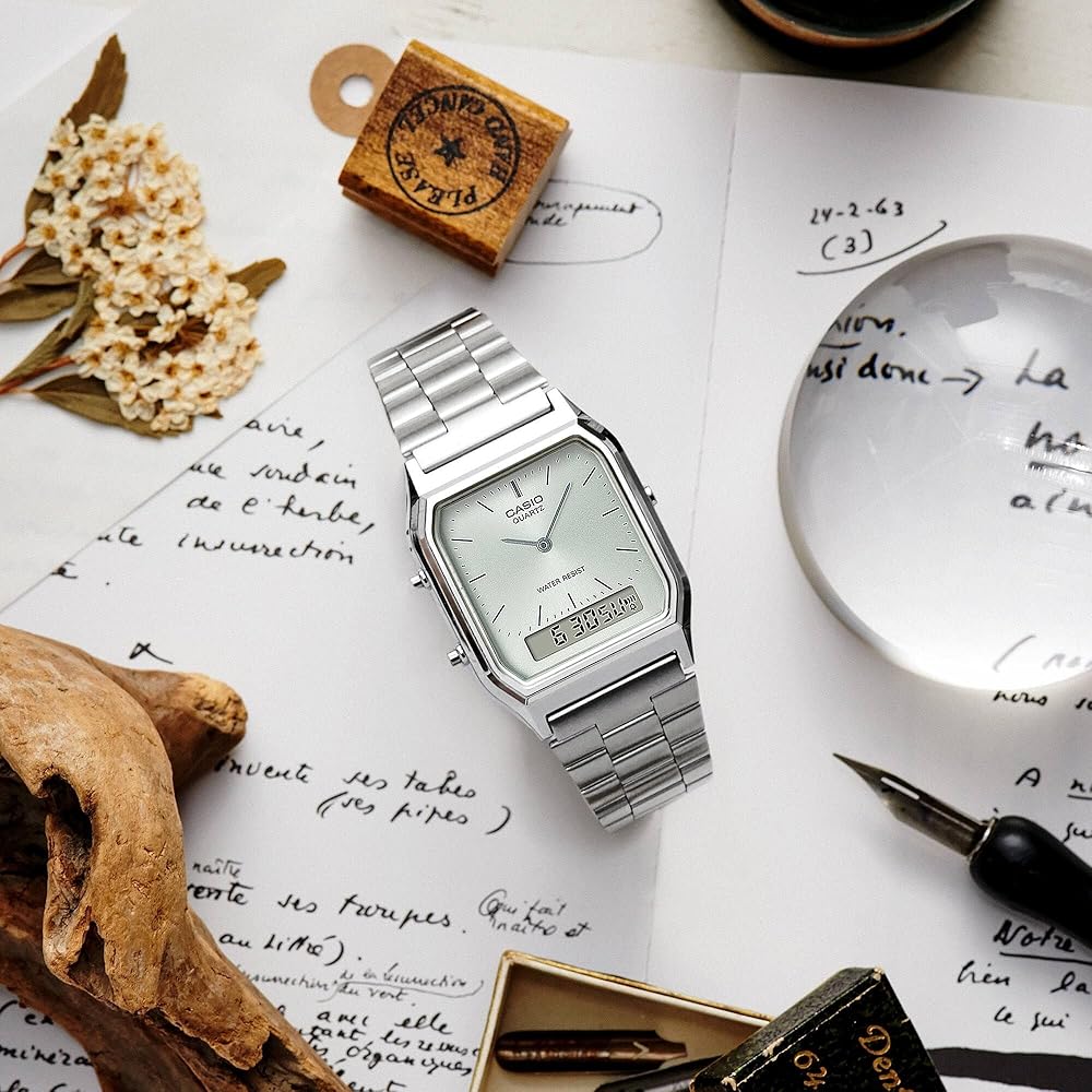 Casio AQ-230A-7A Silver Analog-Digital Watch One Size Silver Bracelet