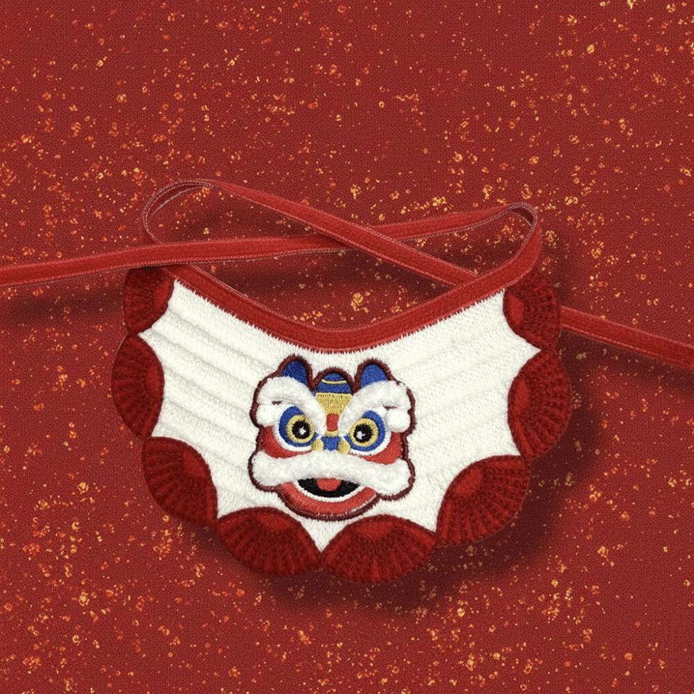 

Cartoon Pet Lion Dance Scarf Adjustable New Year Cat Scarf Cat Knitted Drool Towel Photo Props L