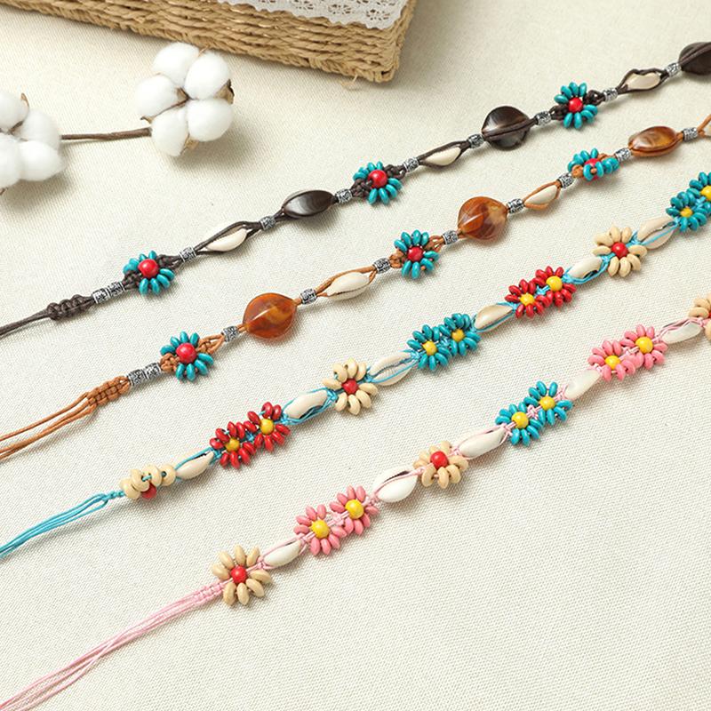 Boho Tkany Sznur na Pas Etniczny Styl Koralikowy Damski Pasek Casualowy Wakacyjny Styl Sznur na Pas Dodatki do Odzieży Prezenty