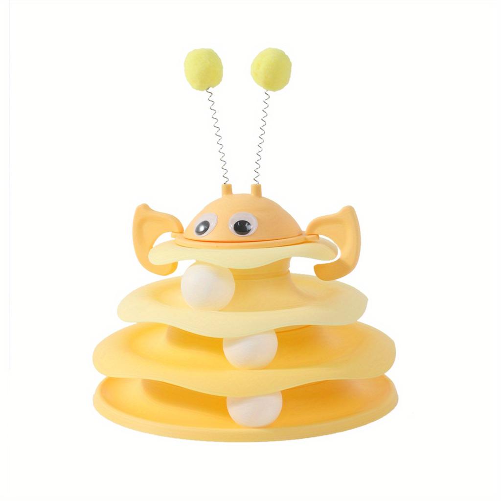 Cat toy bee amusement board becomes a fun toy for young cats to entertain themselves. Cat spinning wheel toy is a great tool for relieving boredom